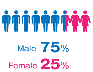 Male/female percentages比